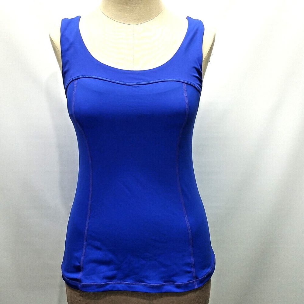 Lululemon Athletica Tank Top Size 4 Blue Sheer Back Ruffle Women's Activewear